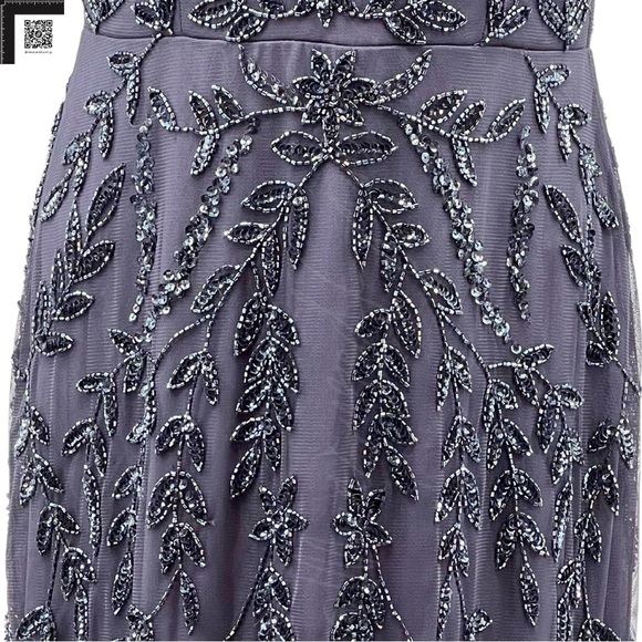 Marina Size 4 | Grey Beaded Metallic Tulle Dress | NWOT - Picture 11 of 16